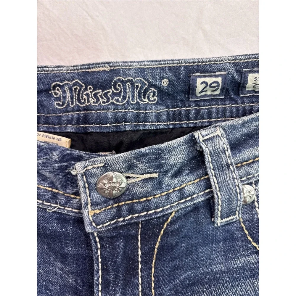 MISS ME JEANS Women 29 Boot  WESTERN EMBELISHED WHISKERING RHINESTONES STUDDED